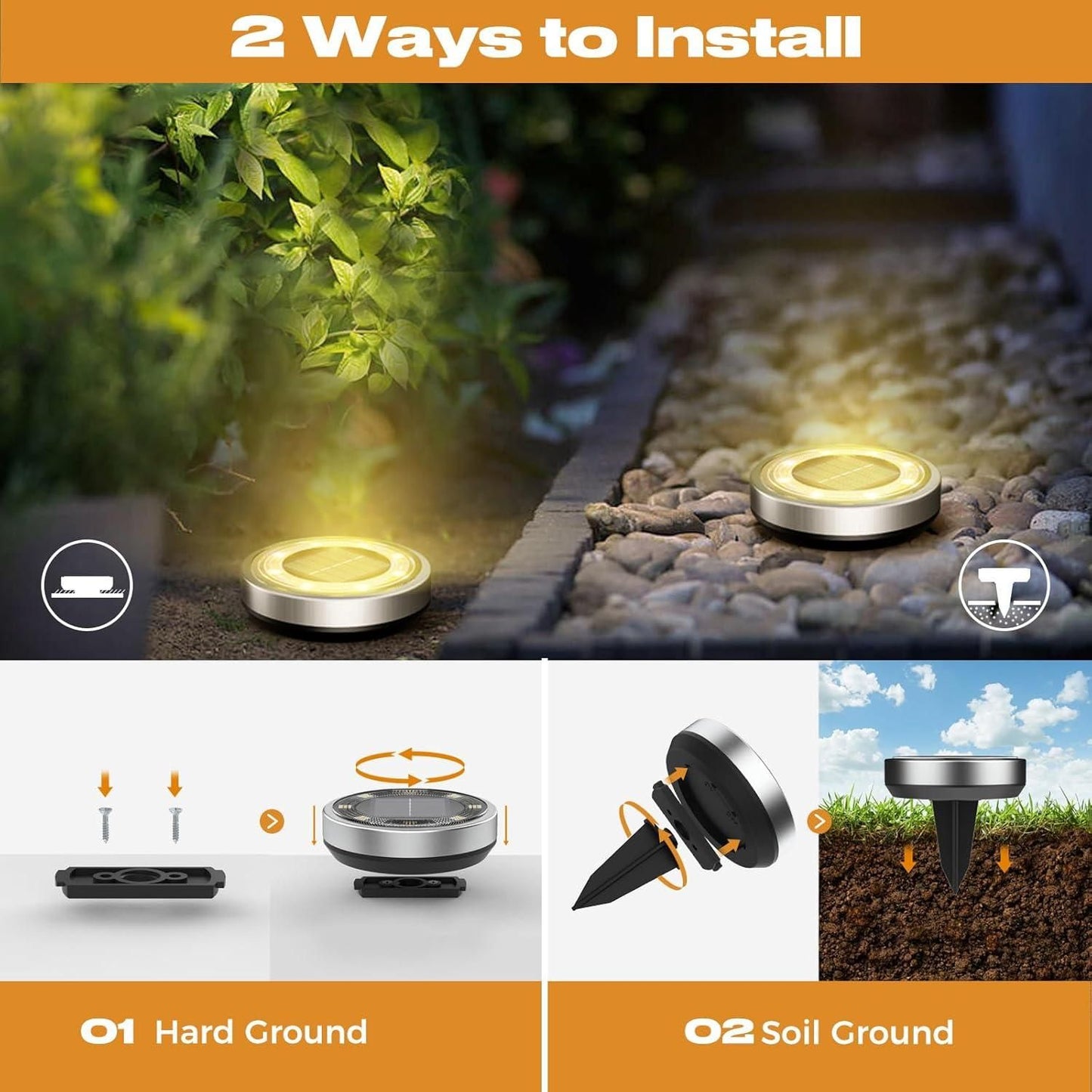 Solar LED Ground Lights – 4-Pack, Weatherproof & Eco-Friendly