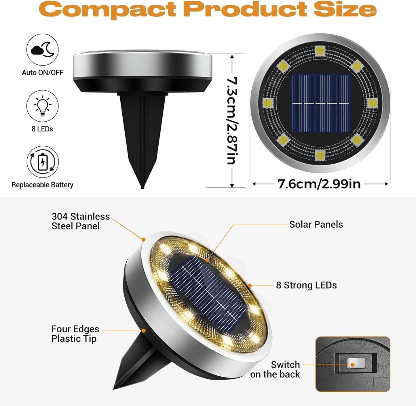 Solar LED Ground Lights – 4-Pack, Weatherproof & Eco-Friendly