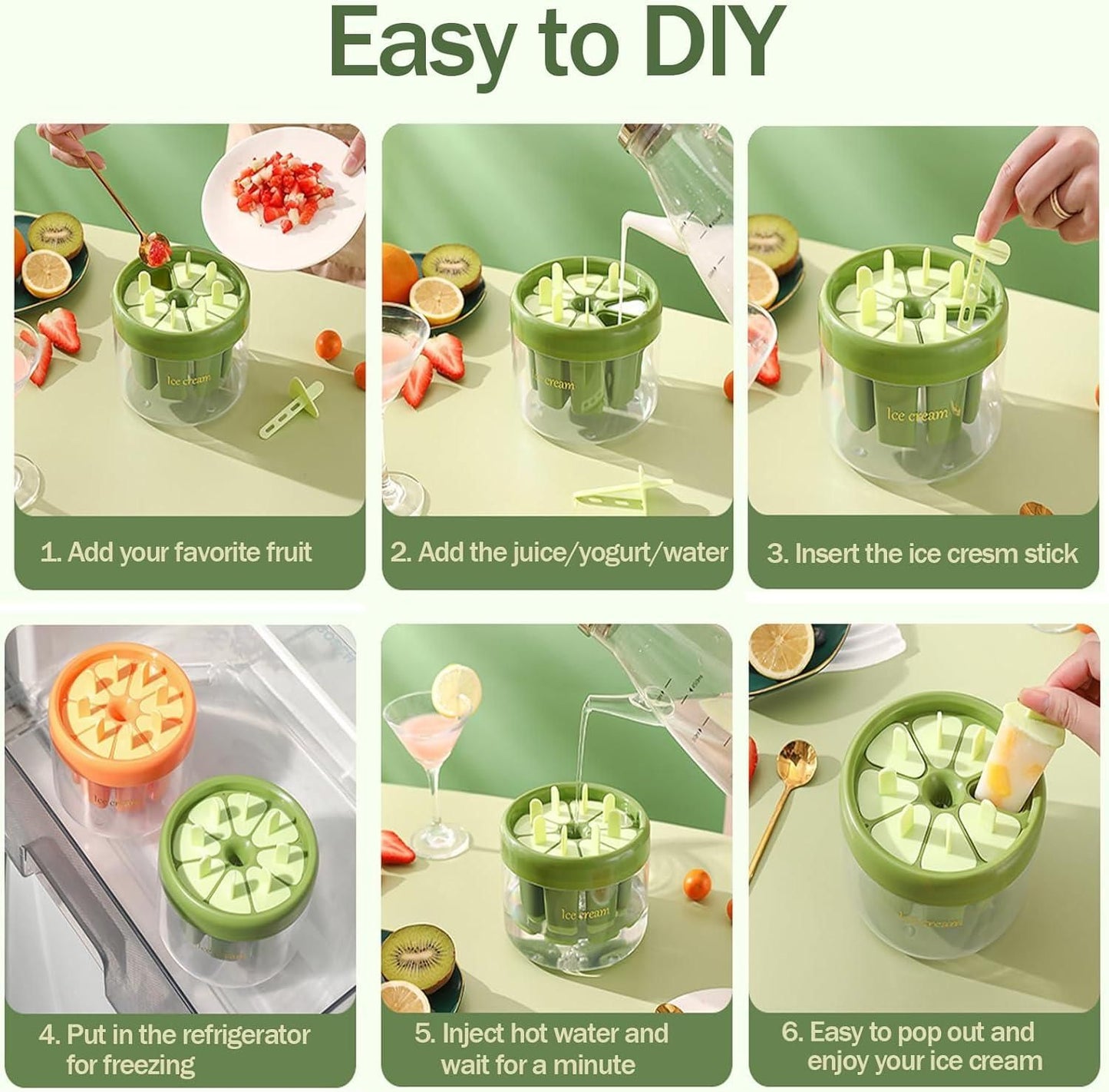 "Reusable 8-Piece Ice Pop Maker Set – Fun & Easy DIY Treats"